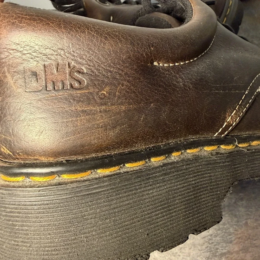 VTG 90s Dr. Martens 9369 Chunky Oxford Shoes Brown Leather Mens UK Size 10